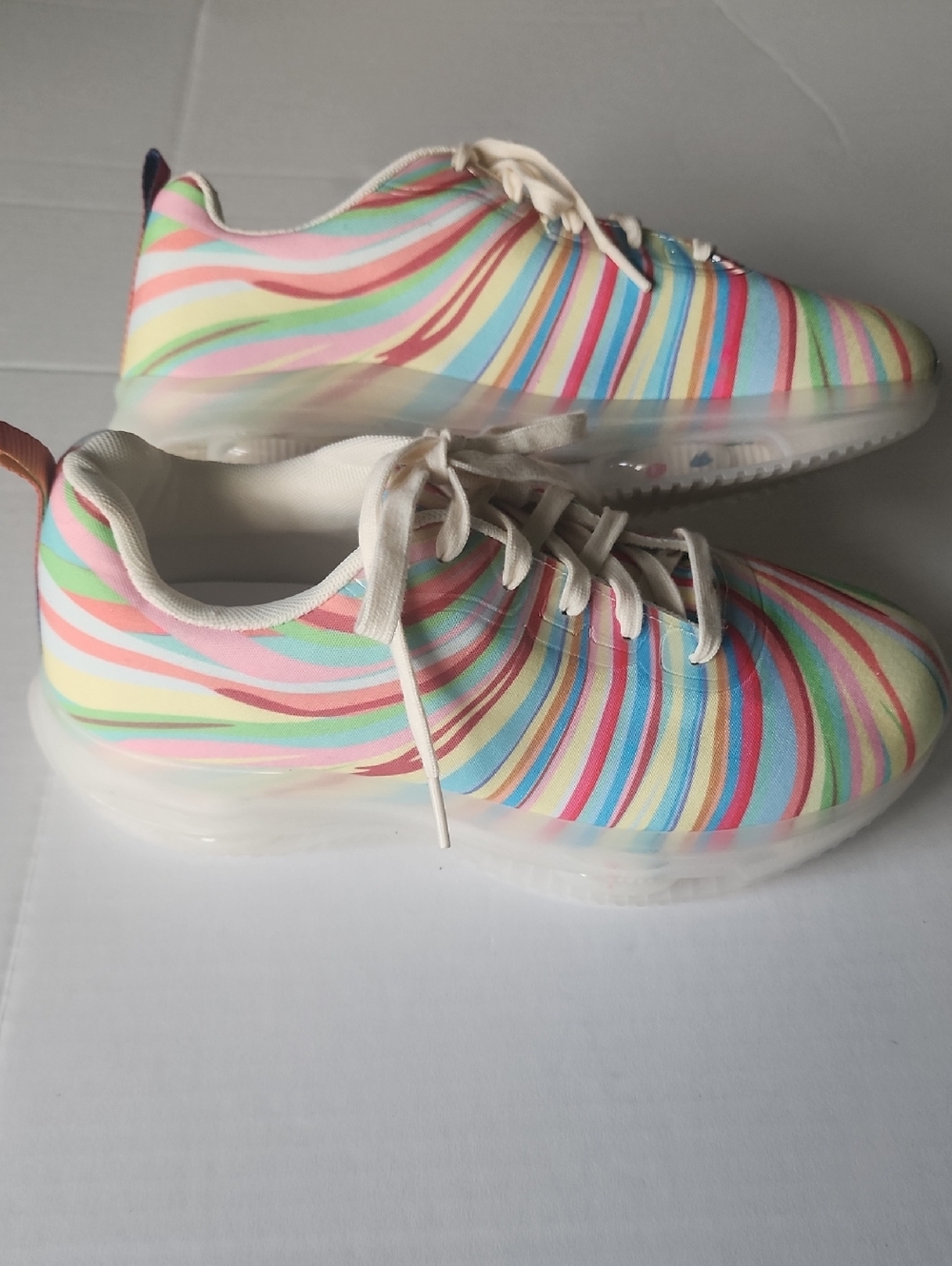 Pastel Rainbow Stripe  Lightweight Unisex Sneakers US Men 9.5–10/Women 12–12.5